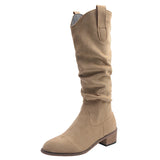 KYLETHOMASW  -  Autumn Winter Vintage Woman Knight Knee High Boots Shoes Ladies Concise Slip On Western Cowboy Botas