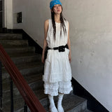 KYLETHOMASW  -  Women's Korean Dongdaemun design back lace dress + ruffled patchwork shorts two-piece set