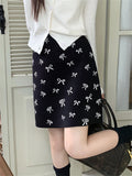 KYLETHOMASW  -  Retro Mini Knitted Skirts Women High Waist Sweet Girls New Slim Elegant Autumn All Match Fashion Chic Gentle OL