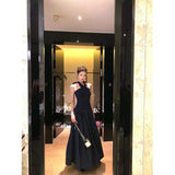 KYLETHOMASW  -  2025 Backless Cross Hanging Neck Dress Women Summer Pure Desire To Tuck in Waist Swing Long Design A-line Vestidos