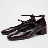 KYLETHOMASW  -  Retro Women Mary Jane Shoes Exquisite Soft Leather High Heels for Woman Elegant French Casual Shoes Designer Shoes Zapatos Mujer