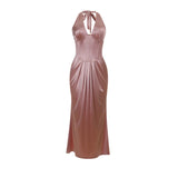 KYLETHOMASW  -  New Slim-fit Long Dress Satin Waist V-neck Dress