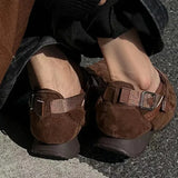 KYLETHOMASW  -  Women's Casual Mary Jane Shoes Ins Style Pointed Toe Shallow Hook Loop Belt Buckle Street Sandals Fashion Brown/apricot Pumps
