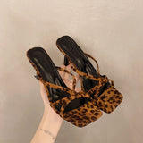 KYLETHOMASW  -  New Rhinestone Square Head Sandals Women's Temperament Socialite Style Fine Heel High Heel Women's Sandals