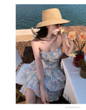 KYLETHOMASW  -  3DThree Dimensional Floral Rose Vintage Waist Cinched Strapless Mini Dress Women Summer Sleeveless Runway Dreses Female Clothing
