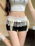 KYLETHOMASW  -  Ballet Style White Lace Low Waist Shorts Women Clothing Summer New Sweet Sexy Slimming Underwear Bow Leggings Women Shorts