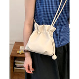 KYLETHOMASW  -  Korean Drawstring Women New Cloud Bag Versatile Single Shoulder Crossbody Bucket Bags