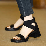 KYLETHOMASW  -  Spring Summer Fashion Women Chunky Heels Sandals Women Open Buckle Sandals Women Elegant Party Dress Shoes 413