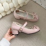 KYLETHOMASW  -  Fashion JK Women Mary Jane Shoes Ladies Causal Shallow Butterfly-knot Shoes Spring Autumn Female Leather Shoes