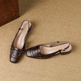 KYLETHOMASW  -  Design 2025 Vintage Women Sandals Square Toe Block Heels 3.5cm Back Buckle Strap Big Size 43 Dating Shoes 31 32