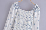 KYLETHOMASW  -  Fashion Women Floral Hollow Out Embroidery Elastic Mini Dress Vintage Long Sleeve Female Super-Short Dress Summer Robe