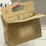 KYLETHOMASW  -  Retro Harajuku Letter Tote Bag Women Corduroy Large Capacity Stripe Shoulder Bag Ladies Korean Commute Versatile Crossbody Bags