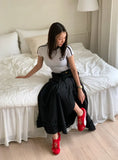 KYLETHOMASW  -  French Style Patchwork Mushroom Edge Split Skirt Women Summer New Versatile and Personalized A-line Long Skirts