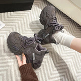 KYLETHOMASW  -  Fashion Crystal Chunky Sneakers Women Comfortable Lace Up Platform Dad Shoes Woman Breathable Mesh Running Sneakers Female