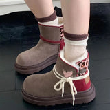 KYLETHOMASW  -  Winter Women Snow Boots Platform Warm Fur Casual Outdoor High Top Shoes Heart Design Plush Ankle Boots High Quality Cotton Shoes