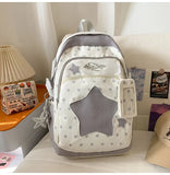 KYLETHOMASW  -  High-capacity Transparent Star Dot Ita Bags Sweet Y2k Aesthetic Ins Students Backpacks Contrast Color Patchwork Women Schoolbags