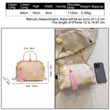 Kylethomasw Fancy Crossbody Bags for Women Tassel Handbag Japanese Style Women's Bag Kimono Embroidery Sakura Shoulder Bag Handbag for Girl