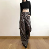 Kylethomasw  Brown Classic Retro All-match Casual High Street Fashionable Cool Confident Youth Hip-hop Women Autumn Straight Leg Pants