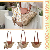 KYLETHOMASW  -  Women Straw Woven Tote Bag Summer Beach Bags Large Capacity Tote Clutch Bags with Ribbon Chic Hobo Bag for Party Vacation