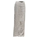 KYLETHOMASW  -  Cotton Linen Solid Skirt Women Design Elastic Waist Split Midi Skirts Spring Summer Straight Half Skirt Versatile 915P