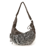 KYLETHOMASW  -  Women's Silver Sequin Crossbody Bag Drawstring Design Shiny Party Evening Casual Shoulder Bag Fashion Sparkly Handbag