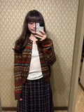 KYLETHOMASW  -  Vintage Knitted Cardigan Women 2025 Autumn Winter New O Neck Single Breasted Outwear Cropped Sweater Fashion Ladies