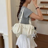 KYLETHOMASW  -  Women Small pu Leather Boston Shoulder Bag Y2K Daily Shopping Bags New Trend Female Fashion Handbags and Purses