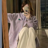 KYLETHOMASW  -  Hoodies Women Sweet Preppy Style Autumn Winter Loose Outwear Single Breasted Flowers Vintage Sweatshirt Female Jackets