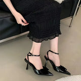 KYLETHOMASW  -  Sweet Velvet Leather Ankle Strap Buckle Women's Sandals 2025 Summer Heels Diagonal Heels Sandals Shoes for Women