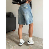 KYLETHOMASW  -  Y2k Shorts Denim Shorts Women Distressed Ripped Casual High Waist Vintage Baggy Streetwear Summer Fashion