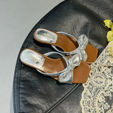 KYLETHOMASW  -  Low Heel Female Slides Women Slippers Shoes Luxury Footwear Fashion Butterfly-Knot Ladies Heeled Slippers Sandals Shoes Pumps