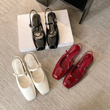 KYLETHOMASW  -  French Bag Head Mary Jane Sandals Women's One-word Buckle Belt Rear Empty Flat-soled Temperament Single Shoes