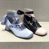 KIylethomasw Ballet Elegant Blue Black Pink Heels Round Toe Lolita Mary Janes PumpsFree Shipping Shoes On Offer Women's Sandals Summer 2024