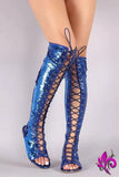 KYLETHOMASW  -  Sandals for Women Sandals Strappy Open Toe Knee High Summer Gladiator Flat Sandals Roman Bandage Casual Boots Shoes Plus 44