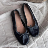 KYLETHOMASW  -  Summer New Women's Ballet Shoes Round Toe Flat Light Genuine Leather Elegant Vintage Bowknot Decoration Ladies Single Shoes