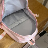 KYLETHOMASW  -  Women's Large Capacity Star Print Backpack Clear Mesh Pocket Heart Decor Adjustable Strap Casual Daily School Itabag New