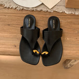 KYLETHOMASW  -  Luxury Summer Beach Female Slides Ladies Flats Slippers Shoes Fashion Metal Women Flats Slippers Shoes Sandals Flip flops