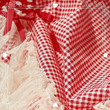 KYLETHOMASW  -  Vintage Kawaii Lolita Mori Girl Style Red Plaid Bow Maxi Skirt Summer Cute Polka Dot Black Stripe A-Line Long Skirts for Women