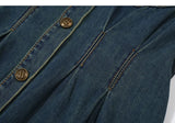 KYLETHOMASW  -  Autumn Spring New Design Vintage High-Waisted Long Denim Dress Women Single Breasted Slim Waist Pleated Mid-Length Dresses