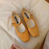 KYLETHOMASW  -  New Fashion Buckle Strap Women Mary Janes Flats Shoes Ballet Flats Female Soft Footwear Square Toe Ladies Shallow Shoes