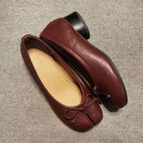 KYLETHOMASW  -  Spring Summer Microfiber Leather Split Toe Women Pumps Fashion Pleated 3.5cm Low Heeled Tabi Soft Soles Loafers Shoes