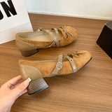 KYLETHOMASW  -  New Spring Vintage Thick Heel Women Mary Jane Shoes Concise Belt Buckle Shoes Female Elegant Party Dress Pumps