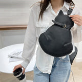 Kylethomasw 2024 Vintage Women Chest Waist Bag Cat Shape Shoulder Casual Crossbody Bags Quality Leather Handag Purse Ladies  Brand Designer