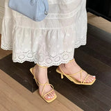 KYLETHOMASW  -  Fashion Womens Shoes 2025 Sandals Stiletto Heels Suit Female Beige All-Match Luxury Girls Low New Comfort High Retro Summer