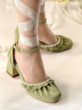 KYLETHOMASW  -  Elegant Summer Original Lolita Ruffle Edge Pearl Edge Women's Shoes Thick Heel Sandals Versatile Daily Japanese Lo Shoes Women