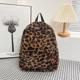 KYLETHOMASW  -  Cow Print Plush Backpack Women Fluffy Furry School Bag Milk Cow Pattern Large Capacity Casual Travel Student Rucksack Daypack