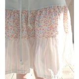 KYLETHOMASW  -  Japanese Floral Print Sweet Knee Length Skirt Women Summer High Waist Lace Up Contrast Color Patchwork Fold A-line Skirt
