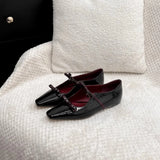 KYLETHOMASW  -  Woman Shoes Vintage Punk Style Versatile Square Head Thick Heel Mary Jane Shoes Women's Bow Women's Shoes Red Mary Janes