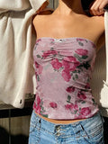 KYLETHOMASW  -  Flower Prints Summer Skinny Straps Tanks Korean Style  Backless HotSwwet New Prints All-Match Tank