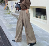 KYLETHOMASW  -  Spring Elegant Women's Wide Leg Pants High Waist Solid Korean Casual Loose Trousers Pockets Female